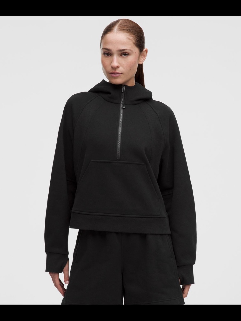 Lululemon black half zip cropped scuba hoodie